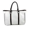 [Romantic Carvedpatterns] White Leatherette Satchel Bag Handbag Purse Shoulder Bag Tote Bag