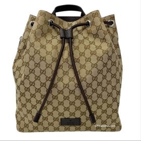 NEW Gucci Brown/Beige GG Guccissima Drawstring Canvas Backpack Rucksack Bag