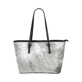 Gray Tote Shoulder Bag With Abstract Marble White Design