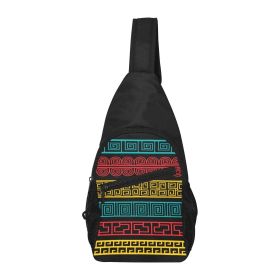 Crossbody Shoulder Sack, Geometric Design - Black / Multicolor