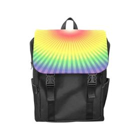 Backpack, Half-Flap Double Shoulder Strap Rainbow Design