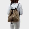 NEW Gucci Brown/Beige GG Guccissima Drawstring Canvas Backpack Rucksack Bag