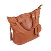 [Romantic Trip] Tan Leatherette Satchel Bag Handbag Purse Shoulder Bag Tote Bag w/Tassels