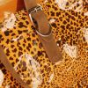 [Lucky Orange] Leopard Double Handle Leatherette Satchel Bag Handbag Purse Casual Styling