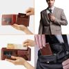 Men's Wallet PU Leather Bifold Purse Slim RFID Blocking Card Holder Cases w/ 2 ID Window Coin Pocket