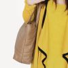 [Lasting Charm] Stylish Khaki Double Handle Leatherette Satchel Bag Handbag Purse